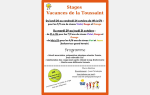 Stages Vacances de Toussaint 2025