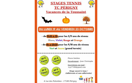 Stages de Tennis TC Périgny Vacances de la Toussaint